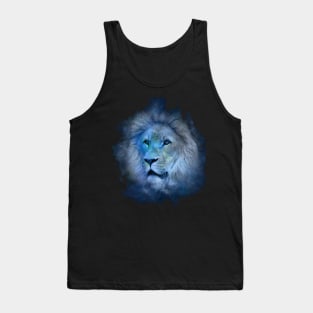 Blue and white lion Tank Top